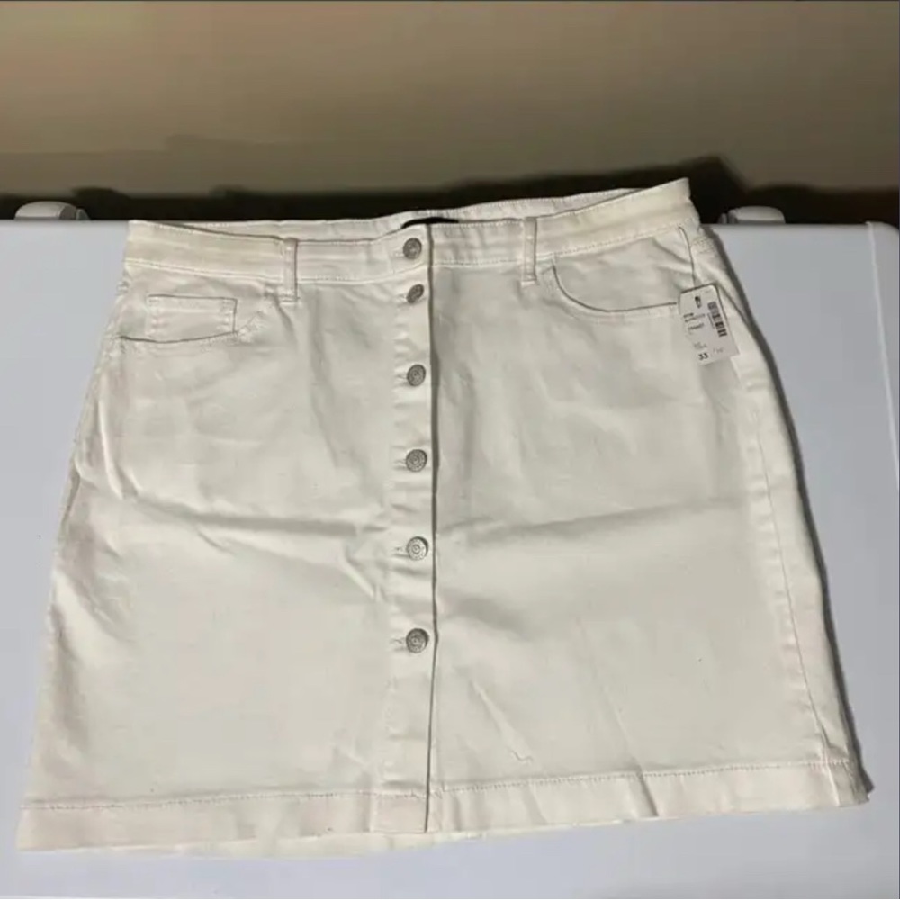 White button down mini skirt